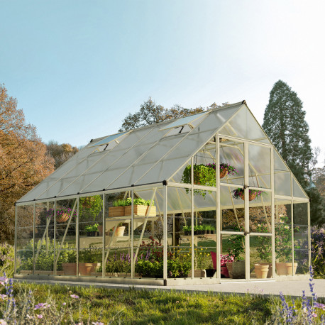 Gewächshaus Balance 11m² aus Aluminium und Hybridpolycarbonatplatten, silbergrau – Canopia by Palram