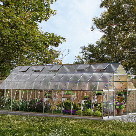 Gewächshaus Balance 22m² aus Aluminium und Hybridpolycarbonatplatten, silbergrau – Canopia by Palram