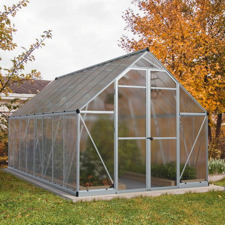 Gewächshaus Essence 11,8m² aus Aluminium und Polycarbonat, silbergrau – Canopia von Palram