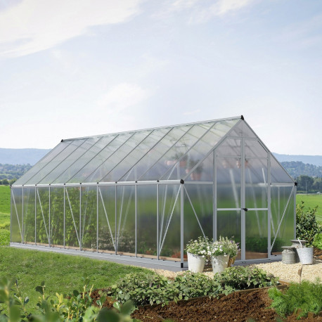 Gewächshaus Essence 14,7m² aus Aluminium und Polycarbonat, silbergrau – Canopia von Palram