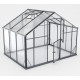 Gewächshaus Sanus XL7 Hybrid 6,38m² anthrazit aus Sicherheitsglas und Polycarbonat - Gampre