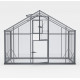 Gewächshaus Sanus XL9 Hybrid 8,41m² anthrazit aus Sicherheitsglas und Polycarbonat - Gampre