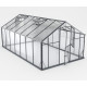 Gewächshaus Sanus XL15 Hybrid 14,5m² anthrazit aus Sicherheitsglas und Polycarbonat - Gampre