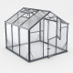 Gewächshaus Sanus UP! L5 Hybrid 4,84m² anthrazit aus Sicherheitsglas und Polycarbonat - Gampre
