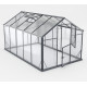 Gewächshaus Sanus UP! L8 Hybrid 7,92m² anthrazit aus Sicherheitsglas und Polycarbonat - Gampre