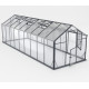 Gewächshaus Sanus UP! L15 Hybrid 14,3m² anthrazit aus Sicherheitsglas und Polycarbonat - Gampre