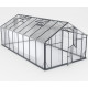 Gewächshaus Sanus UP! XL16 Hybrid 16,53m² anthrazit aus Sicherheitsglas und Polycarbonat - Gampre