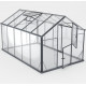 Gewächshaus 7,92m² Sanus L8 aus schwarzem Aluminium und Sicherheitsglas - Gampre