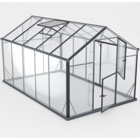 Gewächshaus 7,92m² Sanus L8 aus schwarzem Aluminium und Sicherheitsglas - Gampre