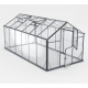 Gewächshaus 9,8m² Sanus L10 aus schwarzem Aluminium und Sicherheitsglas - Gampre