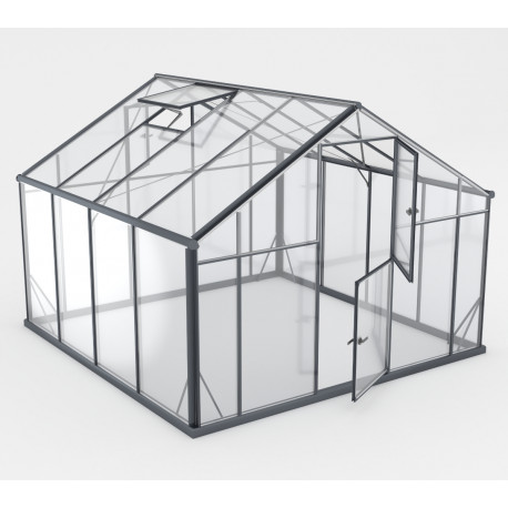 Gewächshaus 8,41m² Sanus XL9 aus schwarzem Aluminium und Sicherheitsglas - Gampre