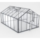 Gewächshaus 12,5m² Sanus XL12 aus schwarzem Aluminium und Sicherheitsglas - Gampre