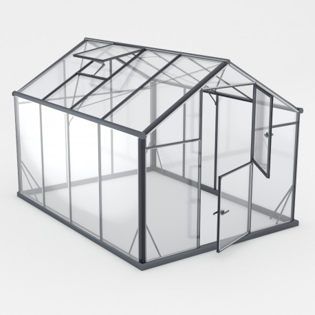Gewächshaus 6,5m² Sanus UP! L7 aus schwarzem Aluminium und Sicherheitsglas - Gampre