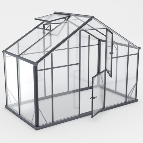 Gewächshaus 4,35m² Sanus UP! XL4 aus schwarzem Aluminium und Sicherheitsglas - Gampre