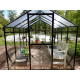 Gewächshaus Sanus L7 Hybrid 6,5m² anthrazit aus Sicherheitsglas und Polycarbonat - Gampre