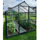 Gewächshaus Sanus L10 Hybrid 9,8m² aus Sicherheitsglas und Polycarbonat anthrazit- Gampre