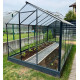 Gewächshaus Sanus L10 Hybrid 9,8m² aus Sicherheitsglas und Polycarbonat anthrazit- Gampre