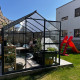 Gewächshaus Sanus UP! L7 Hybrid 6,5m² anthrazit aus Sicherheitsglas und Polycarbonat - Gampre
