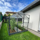 Gewächshaus Sanus L8 Hybrid 7,92m² anthrazit aus Sicherheitsglas und Polycarbonat - Gampre