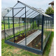Gewächshaus Sanus UP! L10 Hybrid 9,8m² anthrazit aus Sicherheitsglas und Polycarbonat - Gampre