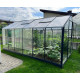 Gewächshaus Sanus UP! L10 Hybrid 9,8m² anthrazit aus Sicherheitsglas und Polycarbonat - Gampre