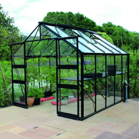 Gewächshaus 8,13m² aus Sicherheitsglas Cotswold Blockley 810 schwarz - Halls