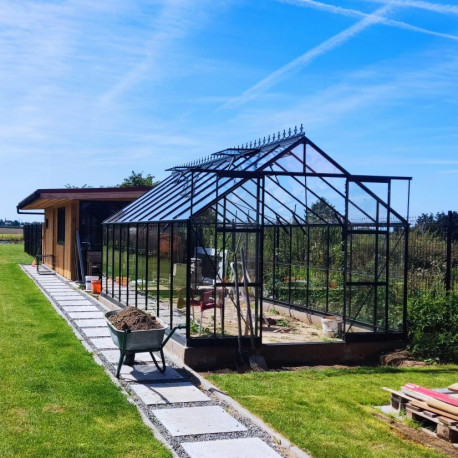 Gewächshaus 16,32m² anthrazit aus Aluminium und Sicherheitsglas 4mm Prima - Green Protect