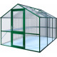 Gewächshaus 7,53m² aus Aluminium und 10mm Polycarbonatplatten Rose III - moosgrün - KGT