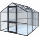 Gewächshaus 7,53m² aus Aluminium und 10mm Polycarbonatplatten Rose III - anthrazit-grau - KGT