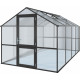Gewächshaus 10m² aus Aluminium und 10mm Polycarbonatplatten Rose IV - anthrazit-grau - KGT