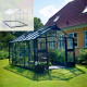 Set Gewächshaus Premium 10,9m² anthrazit aus Sicherheitsglas + Fundamentrahmen schwarz - Juliana