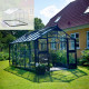 Set Gewächshaus Premium 13m² anthrazit aus Sicherheitsglas + Fundamentrahmen schwarz - Juliana