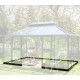 Set Gewächshaus Grand Oase 13m² anthrazit aus 3mm Sicherheitsglas + Fundamentrahmen schwarz - Juliana