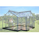 Set Gewächshaus Orangerie 15,1m² anthrazit aus Sicherheitsglas + Fundamentrahmen schwarz - Juliana