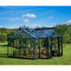 Set Gewächshaus Orangerie 15,1m² anthrazit aus Sicherheitsglas + Fundamentrahmen schwarz - Juliana
