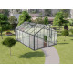 Gewächshaus Sanus XL12 Hybrid 12,5m² anthrazit aus Sicherheitsglas und Polycarbonat - Gampre