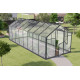 Gewächshaus Sanus L12 Hybrid 12,54m² anthrazit aus Sicherheitsglas und Polycarbonat - Gampre