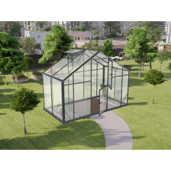 Gewächshaus 4,35m² Sanus XL4 aus schwarzem Aluminium und Sicherheitsglas - Gampre