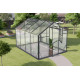 Gewächshaus Sanus L7 Hybrid 6,5m² anthrazit aus Sicherheitsglas und Polycarbonat - Gampre
