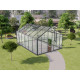Gewächshaus Sanus UP! XL12 Hybrid 12,5m² anthrazit aus Sicherheitsglas und Polycarbonat - Gampre