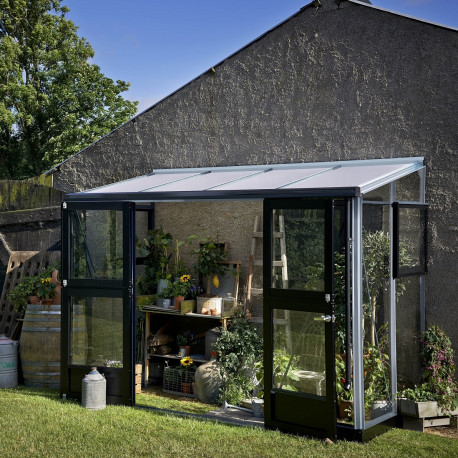 Gewächshaus Veranda Anthrazit aus Aluminium und Sicherheitsglas 4,4m² Juliana