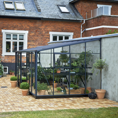 Gewächshaus Veranda, Anthrazit & Sicherheitsglas 12,9m² - Juliana