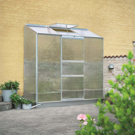 Anlehngewächshaus 1,33m² Doppelstegplatten aus Polycarbonat 4mm - Altan Halls