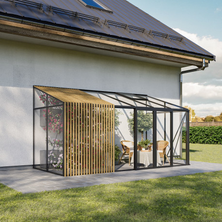 Anlehngewächshaus 7,22m² - H.268cm - aus Aluminium, Holz und Sicherheitsglas - BloomCabin