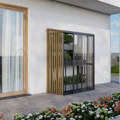 Anlehngewächshaus Mini 1,4m² aus Aluminium, Holz und Sicherheitsglas - BloomCabin