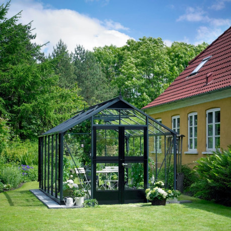Gewächshaus 8,8m² Anthrazit und Sicherheitsglas Premium - Juliana