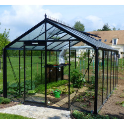 Gewächshaus R306H 13,62m² aus schwarzem Aluminium und Sicherheitsglas BLACKLINE – ACD