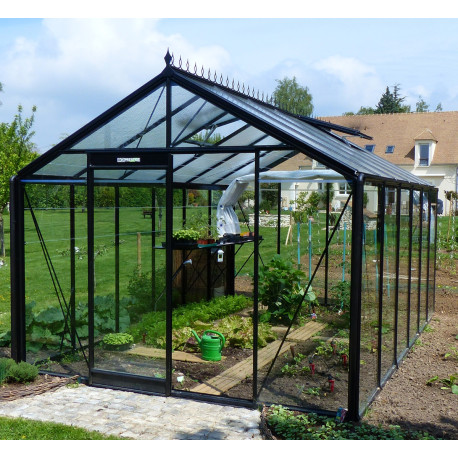 Gewächshaus R306H 13,62m² aus schwarzem Aluminium und Sicherheitsglas BLACKLINE – ACD