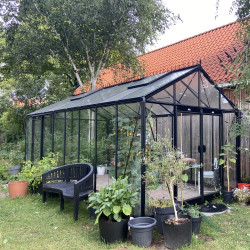 Gewächshaus R308XH 18,15m² aus schwarzem Aluminium und Sicherheitsglas BLACKLINE – ACD