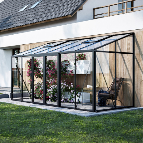 Anlehngewächshaus 7,22 m² – H.248cm – aus Aluminium und Sicherheitsglas – BloomCabin